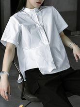 Simple Irregular Wrinkle Casual Short Sleeved Shirt